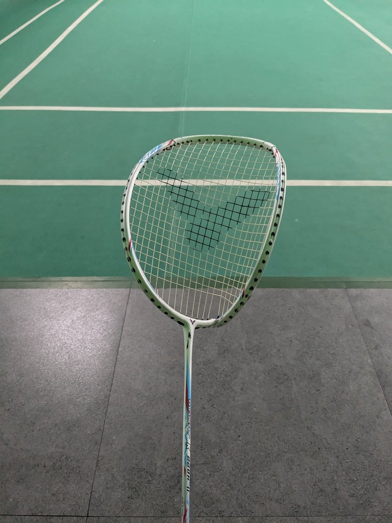 A racket that finally broke after months of play